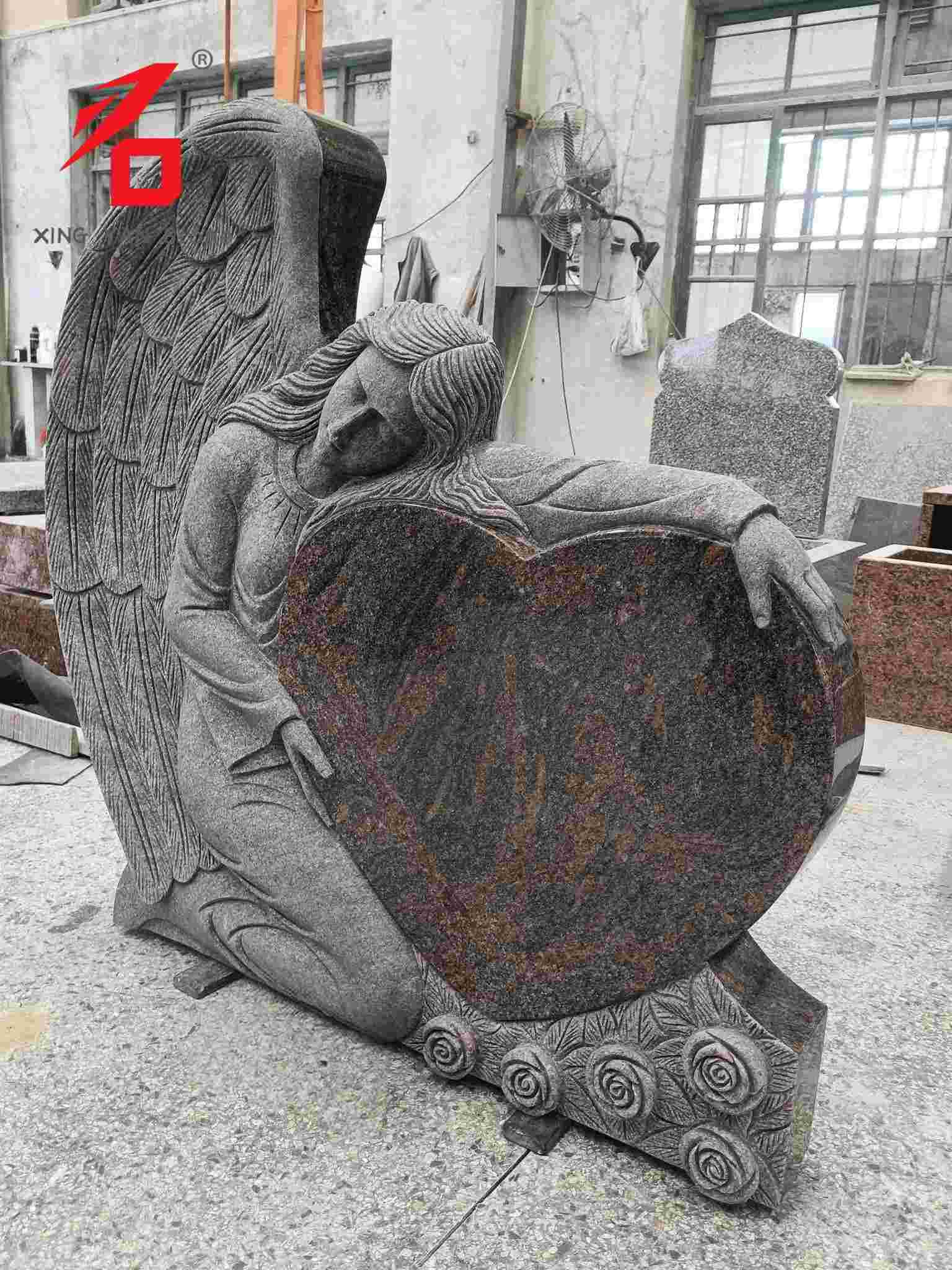 Angel Guardian Heart Granit Art Tombstone