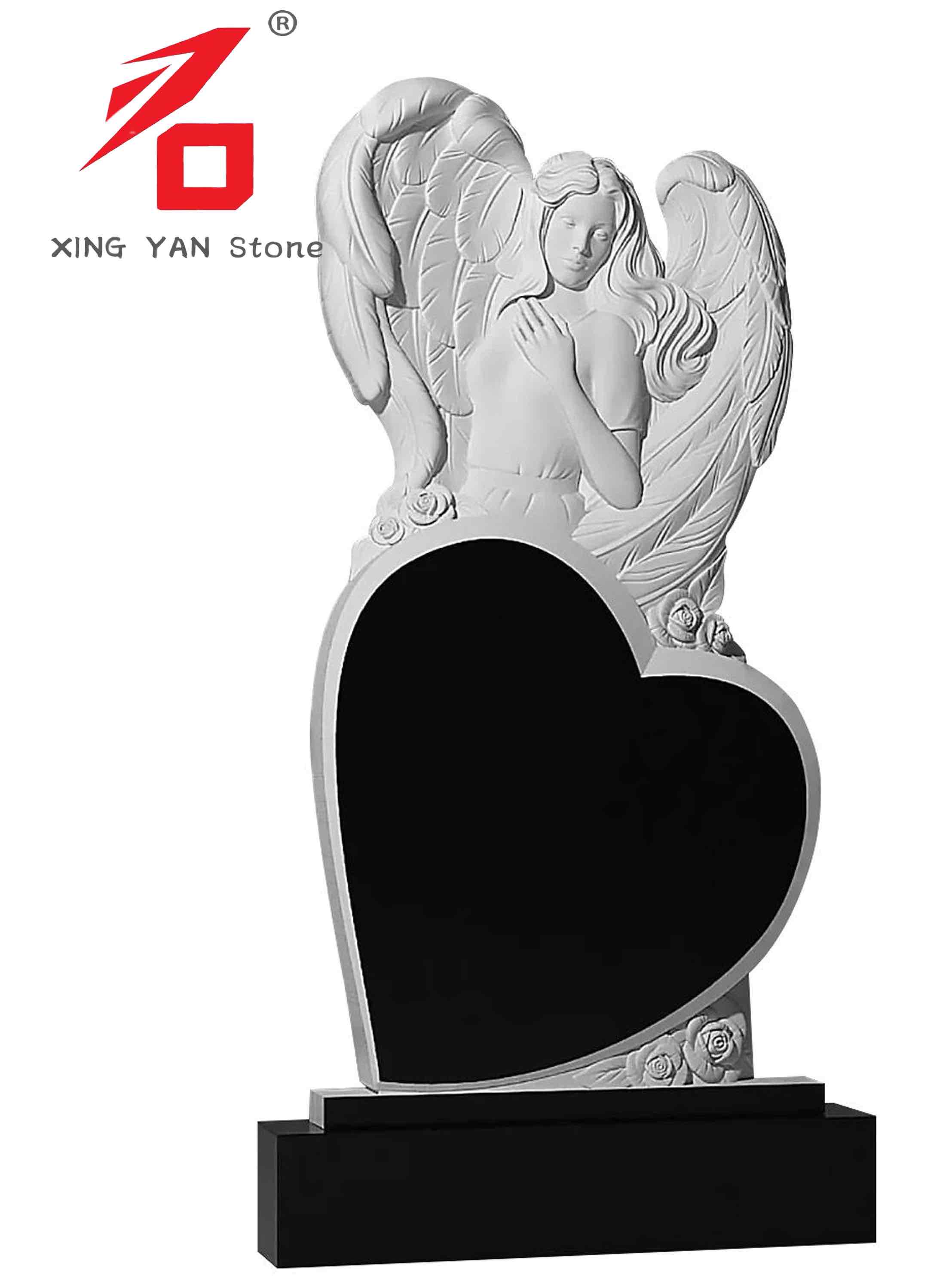 Sort granit Angel Heart Standing Monument