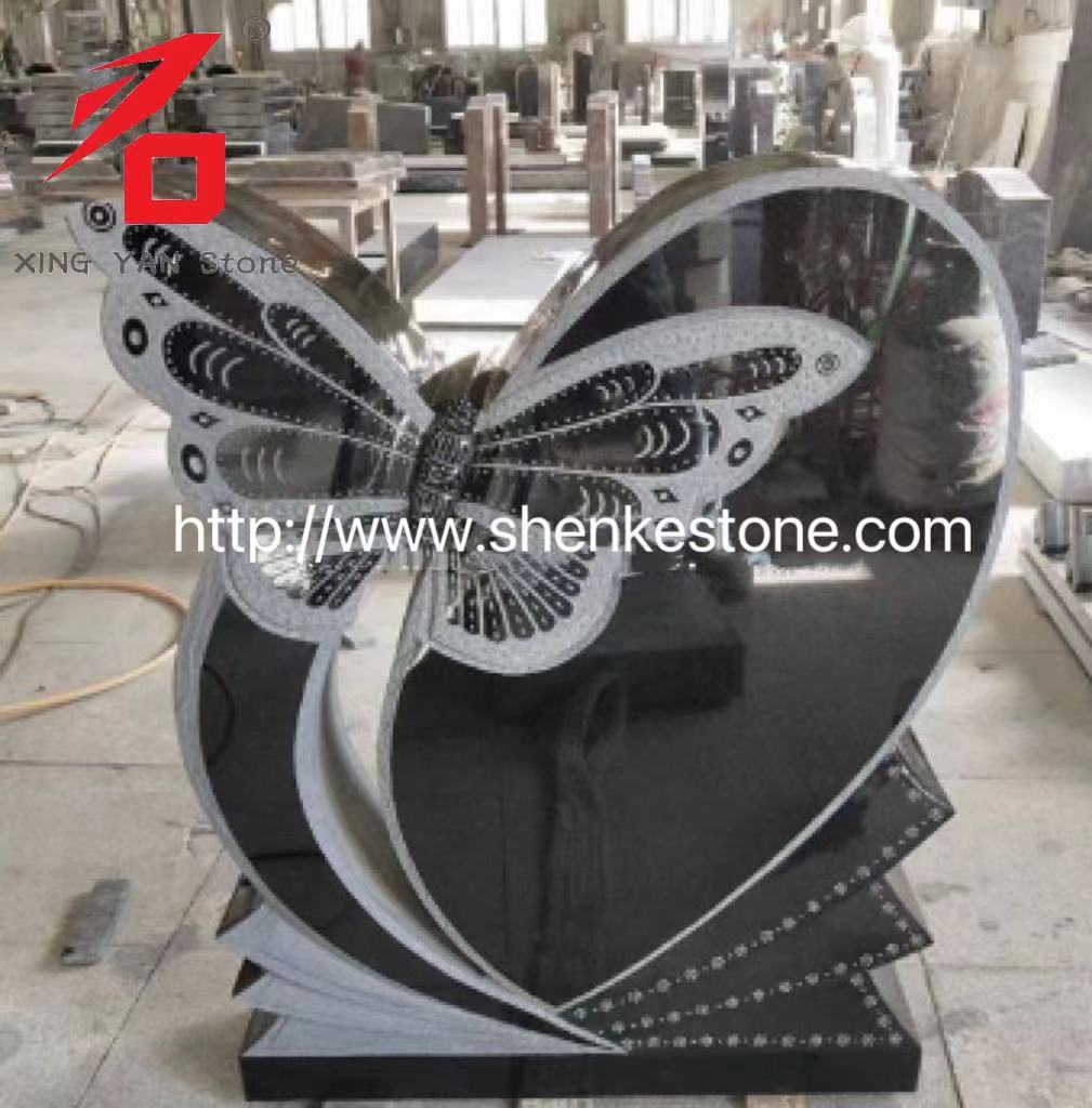 Kina Xingyan - Artistic Butterfly Heart Shaped Stone Sharving Tombstone