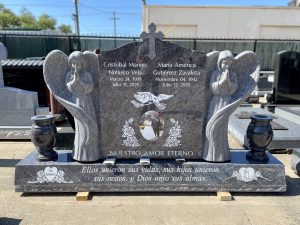 Kina Xingyan Double Angel Shaped Granite Tombstone