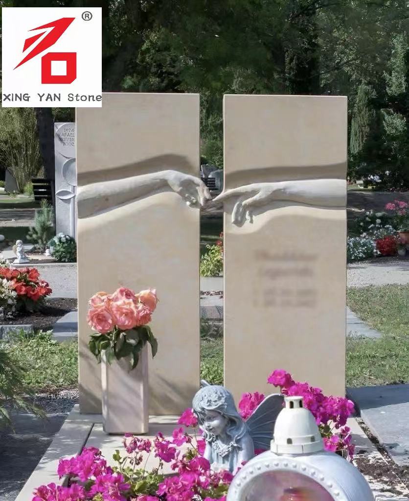 Kina Xingyan Manufacturing Huangshayan Hand Touch Shaped Tombstone