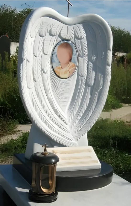 Kina Xingyan Stone Sharving Angel Wings Børns gravsten