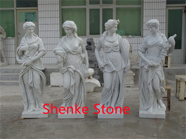 Four Seasons Maiden Collection White Stone Garden Statue