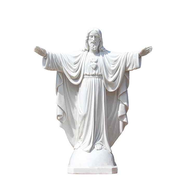 Håndskåret indbydende Jesus-marmorstatue