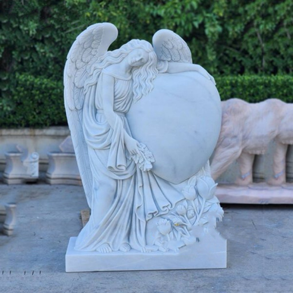 Xingyan Marble Angel, der omfavner en hjerte -mindeshulskulptur