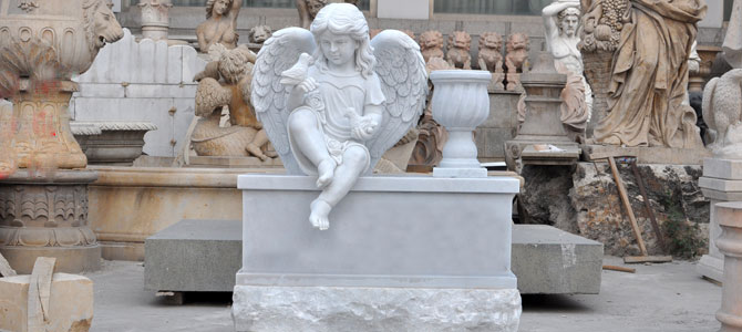 Xingyan Winged Angel Garden Dekorativ stenskulptur